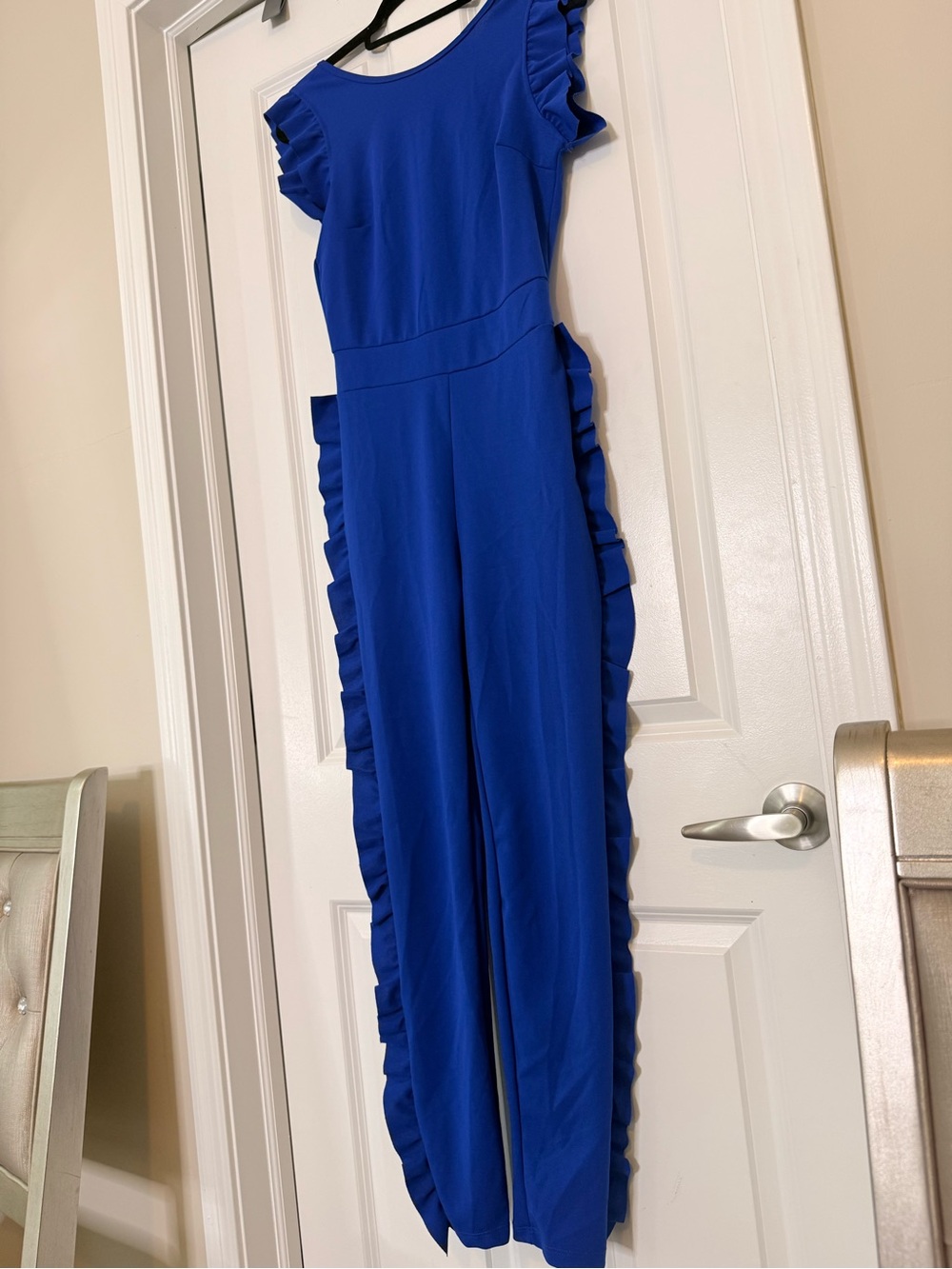 Ruffled Side Jumpsuit in Royal Blue